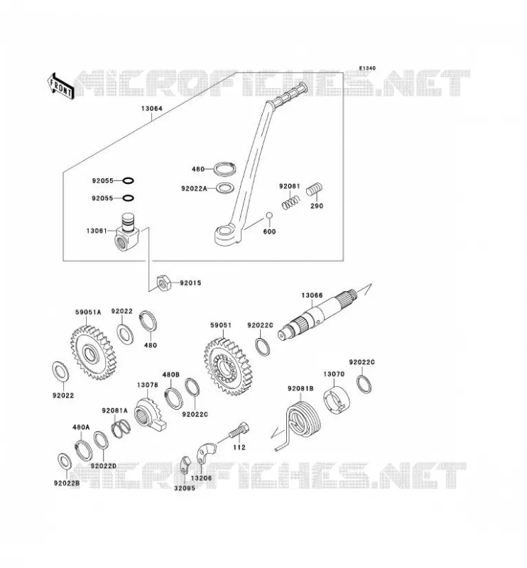 MECANISME DE KICK Kawasaki MOTOS 200 2003 KDX200  KDX200-H9