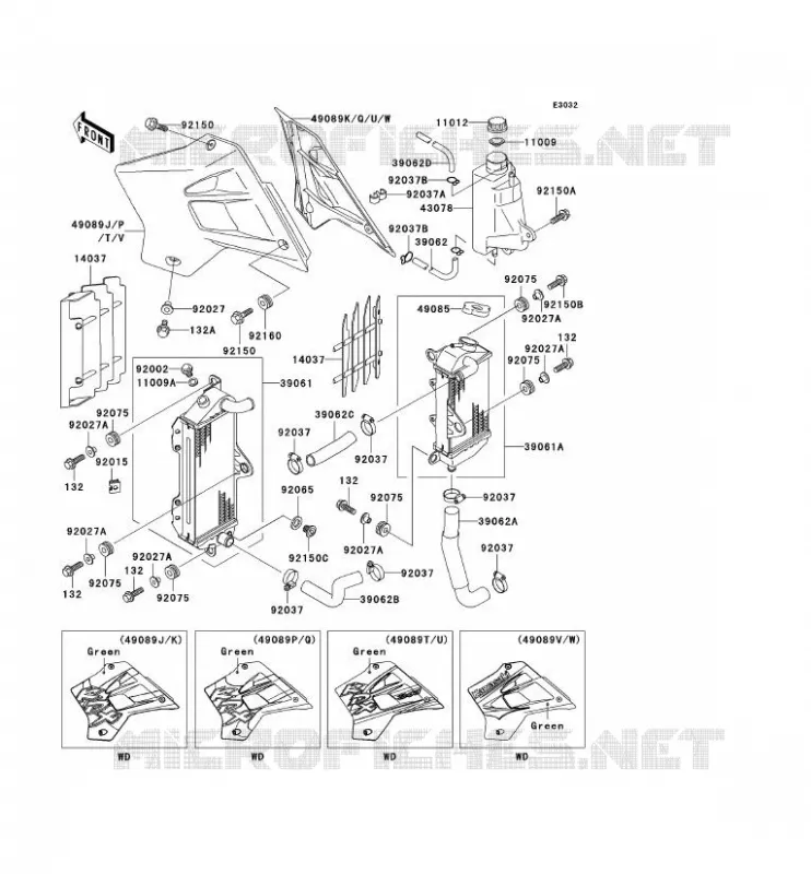 RADIATEUR Kawasaki MOTOS 200 2003 KDX200  KDX200-H9