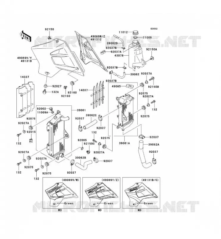RADIATEUR Kawasaki MOTOS 220 2003 KDX220R  KDX220-A10