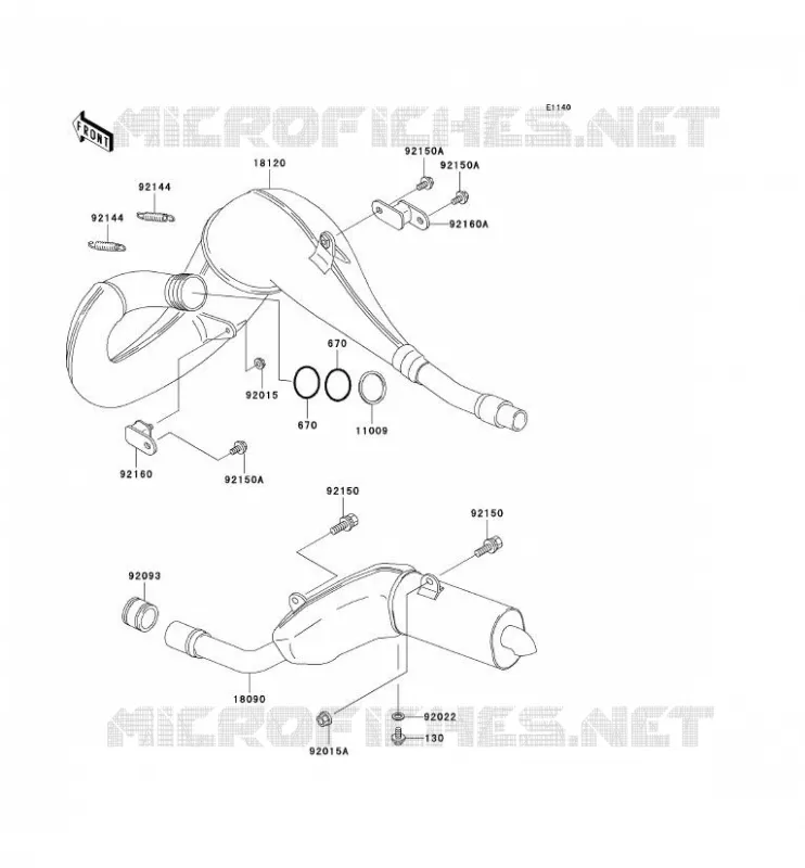 &Eacute;CHAPPEMENT Kawasaki MOTOS 220 2004 KDX220R  KDX220-A11