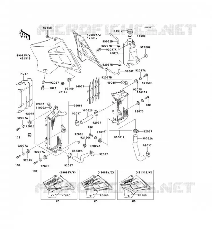 RADIATEUR Kawasaki MOTOS 220 2005 KDX220R  KDX220-A12