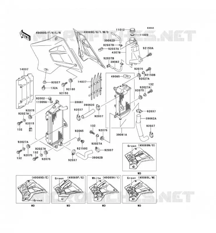 RADIATEUR Kawasaki MOTOS 220 1997 KDX220R  KDX220-A4
