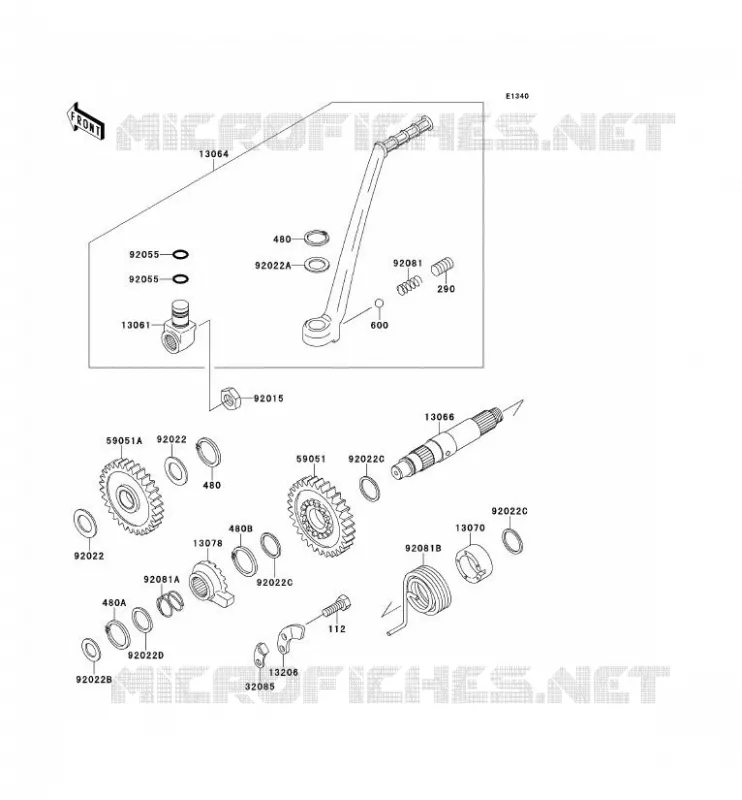 MECANISME DE KICK Kawasaki MOTOS 220 2000 KDX220R  KDX220-A7