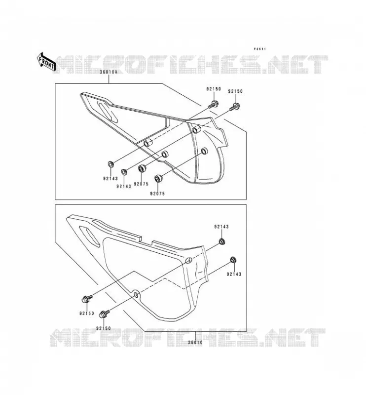CACHE LAT&Eacute;RAL Kawasaki MOTOS 250 1991 KDX250  KDX250-D1
