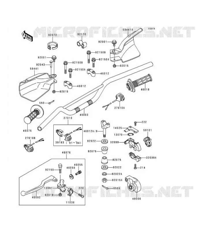GUIDON Kawasaki MOTOS 250 1991 KDX250  KDX250-D1