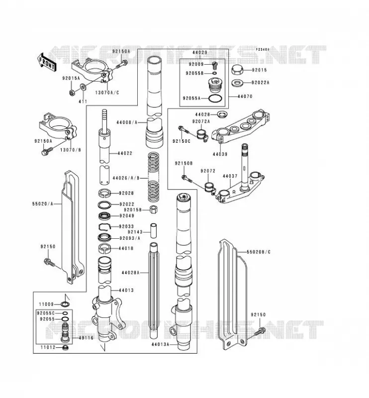 FOURCHE Kawasaki MOTOS 250 1992 KDX250  KDX250-D2