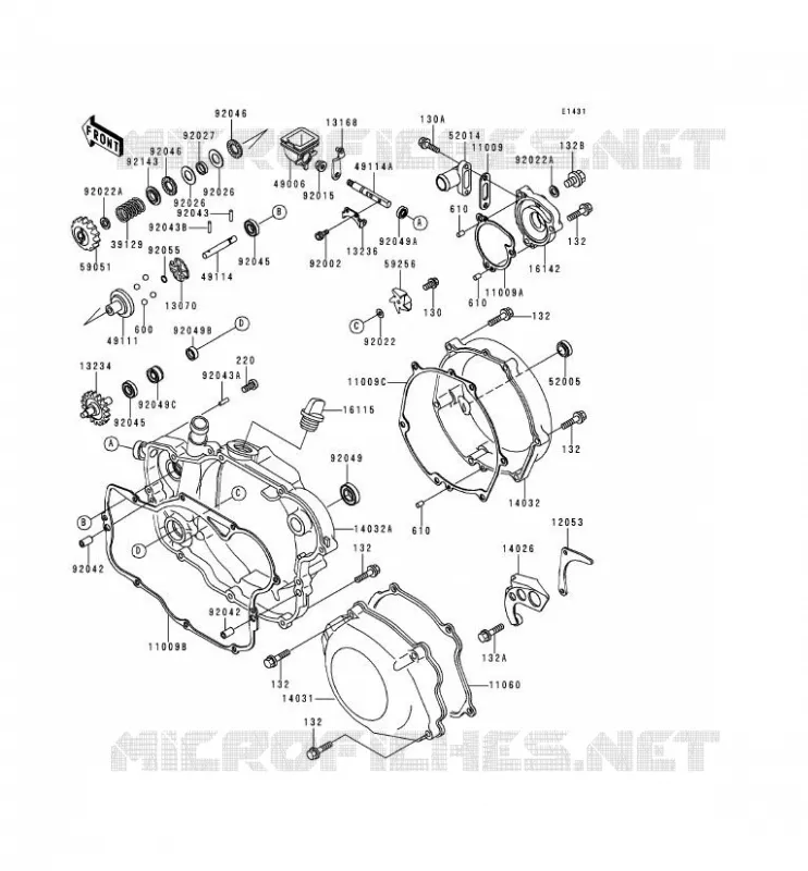 COUVERCLES MOTEUR Kawasaki MOTOS 250 1992 KDX250  KDX250-D2