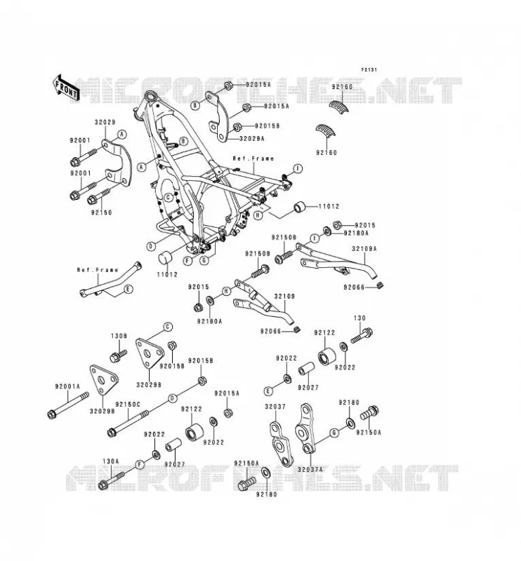 PIECE DE CADRE (COUVERTURE) Kawasaki MOTOS 250 1992 KDX250  KDX250-D2