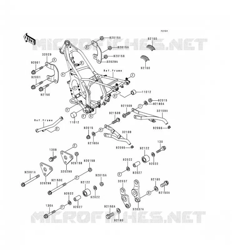 PIECE DE CADRE (COUVERTURE) Kawasaki MOTOS 250 1993 KDX250  KDX250-D3