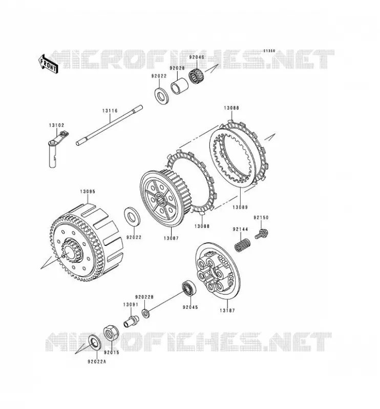 EMBRAYAGE Kawasaki MOTOS 250 1992 KDX250  KDX250-E2