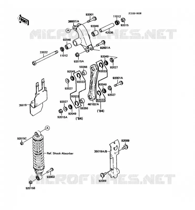 SUSPENSION ARRI&Egrave;RE Kawasaki MOTOS 80 1986 KDX80  KDX80-C3