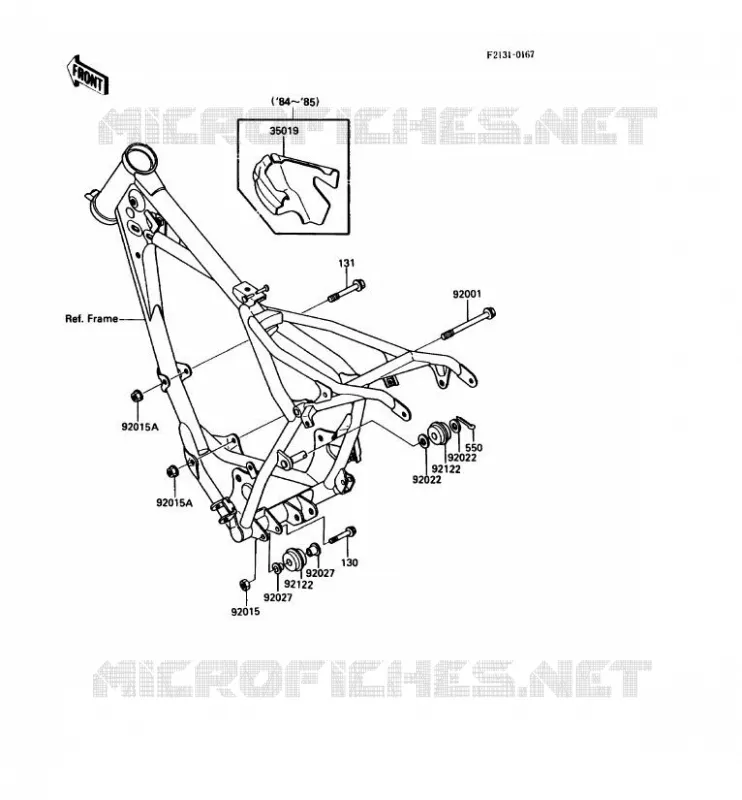 PIECE DE CADRE (COUVERTURE) Kawasaki MOTOS 80 1988 KDX80  KDX80-C5