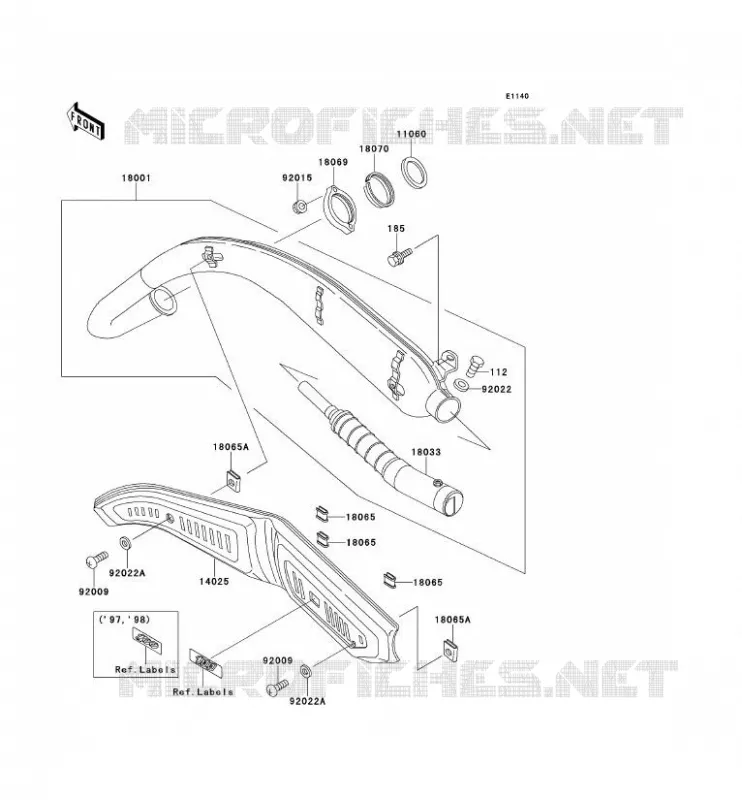 &Eacute;CHAPPEMENT Kawasaki MOTOS 100 2000 KE100  KE100-B19