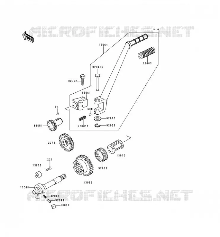 MECANISME DE KICK Kawasaki MOTOS 125 2000 GTO SPEEDSTER  KH125-M5