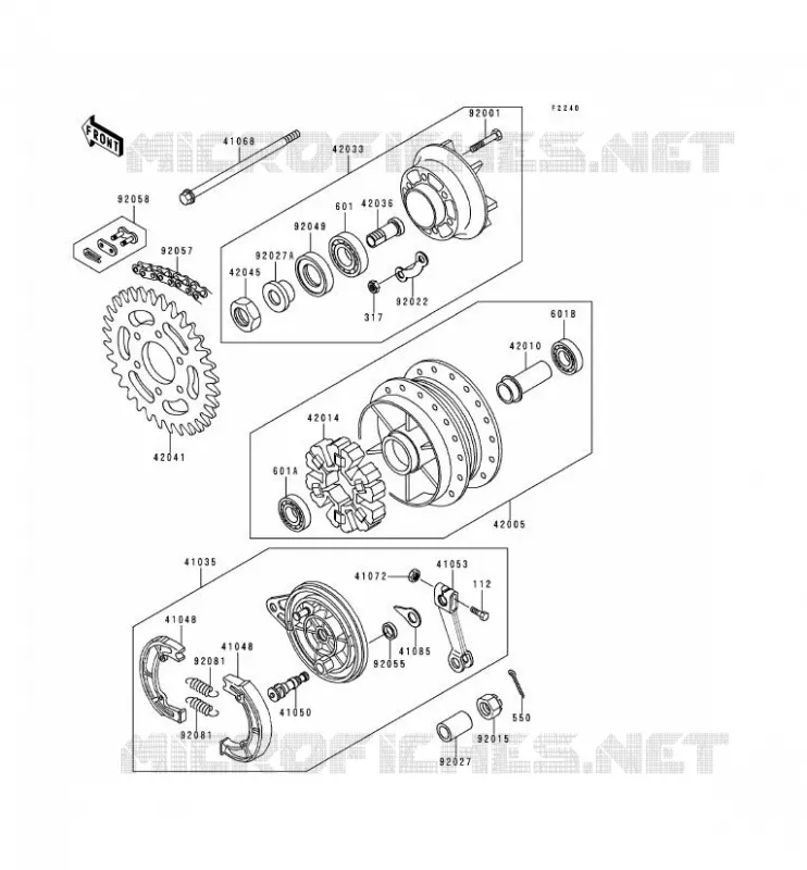 MOYEU ARRIERE Kawasaki MOTOS 125 2000 GTO SPEEDSTER  KH125-M5