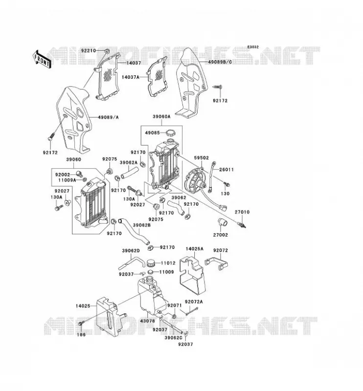 RADIATEUR Kawasaki MOTOS 250 2004 KLR250  KL250-D21