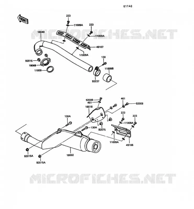 &Eacute;CHAPPEMENT Kawasaki MOTOS 250 1989 KLR250  KL250-D6