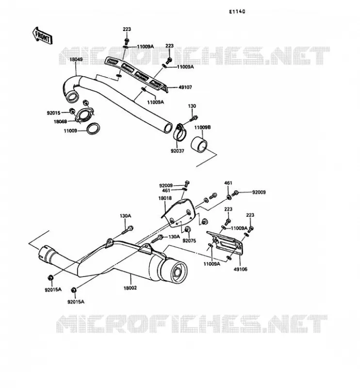 &Eacute;CHAPPEMENT Kawasaki MOTOS 250 1989 KLR250  KL250-D6