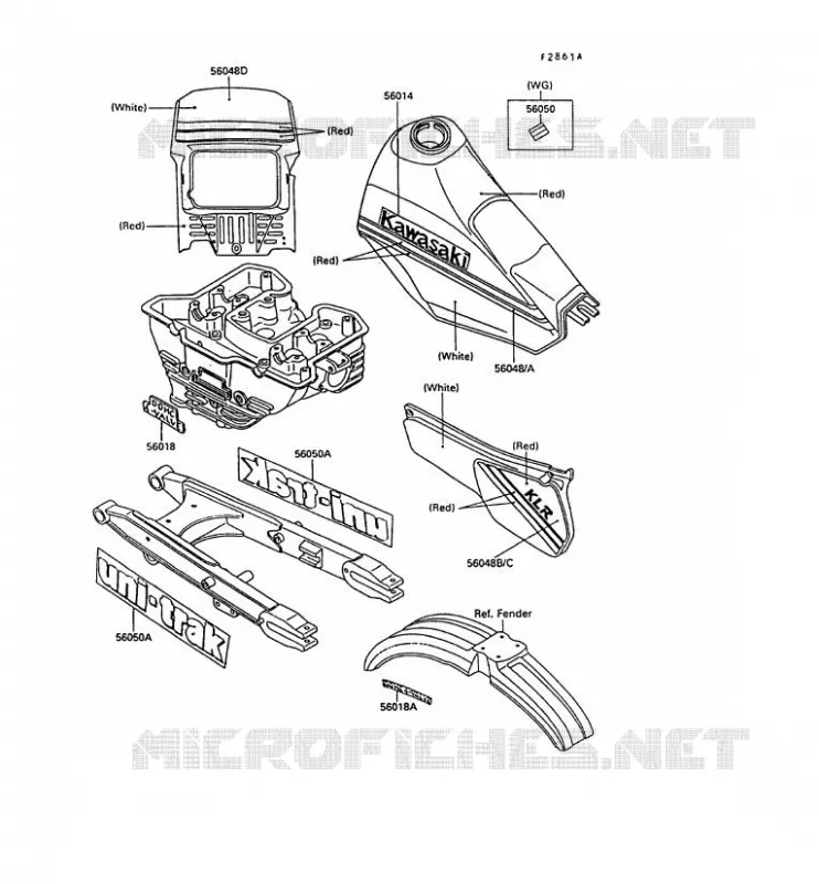 STICKER(ROUGE/BLANC) Kawasaki MOTOS 250 1990 KLR250  KL250-D7