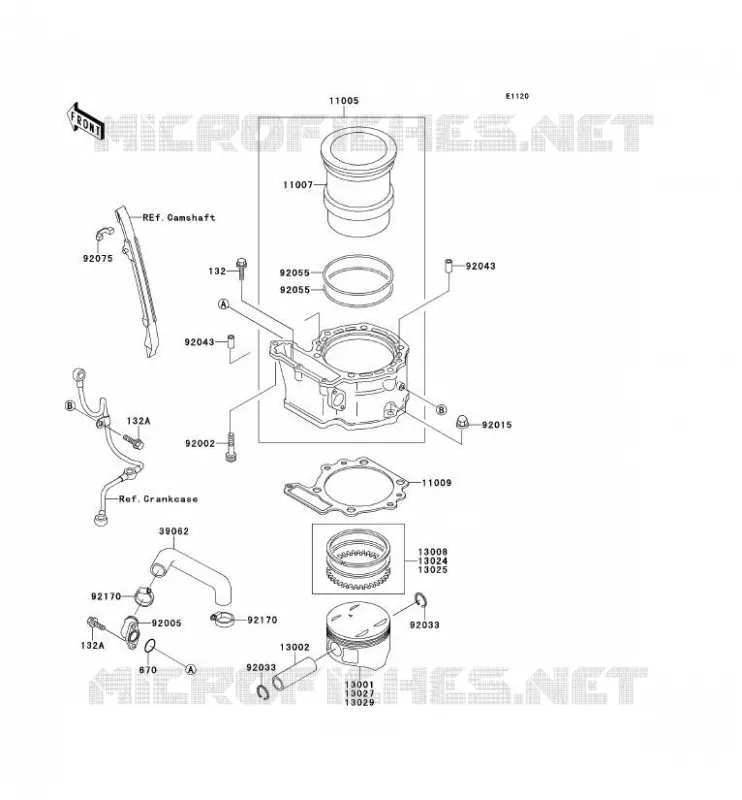 CYLINDRE/PISTON Kawasaki MOTOS 500 1990 TENGAI  KL500-B2
