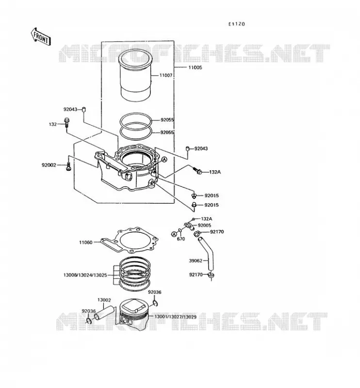 CYLINDRE/PISTON Kawasaki MOTOS 600 1994 KLR600  KL600-B9