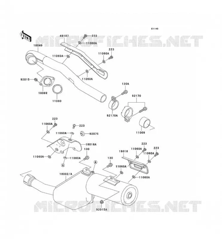 &Eacute;CHAPPEMENT Kawasaki MOTOS 650 1997 KLR650  KL650-A11