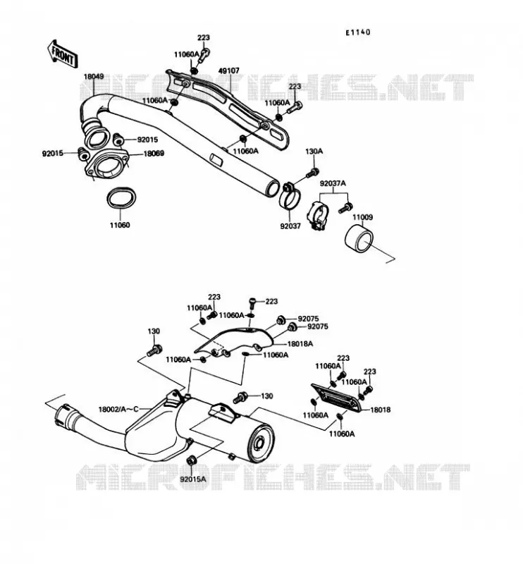 &Eacute;CHAPPEMENT Kawasaki MOTOS 650 1988 KLR650  KL650-A2