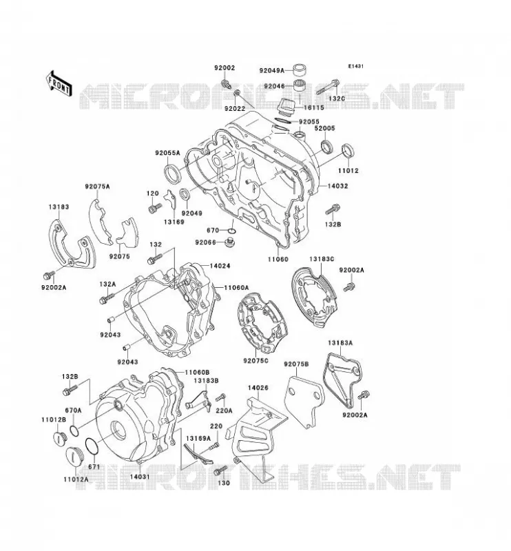 COUVERCLES MOTEUR Kawasaki MOTOS 650 1991 TENGAI  KL650-B3