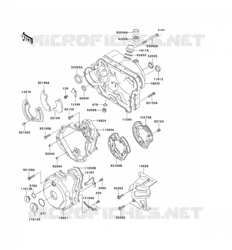 COUVERCLES MOTEUR Kawasaki MOTOS 650 2004 KLR650  KL650-C10