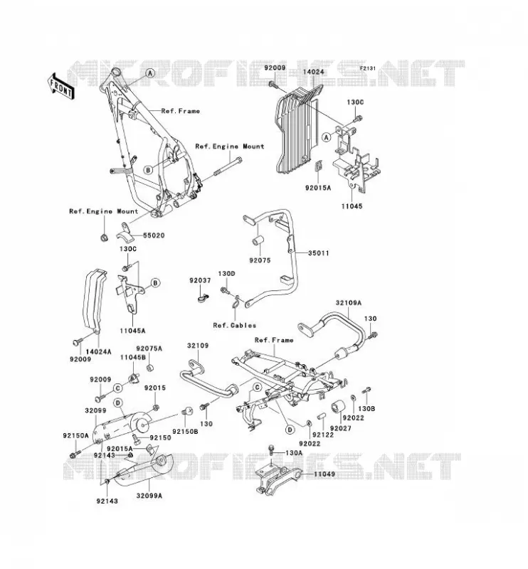 PIECE DE CADRE (COUVERTURE) Kawasaki MOTOS 650 2000 KLR650  KL650-C6