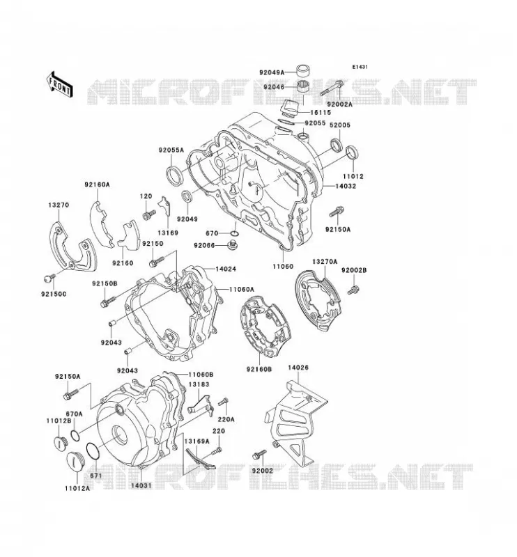 COUVERCLES MOTEUR Kawasaki MOTOS 650 2001 KLR650  KL650-C7
