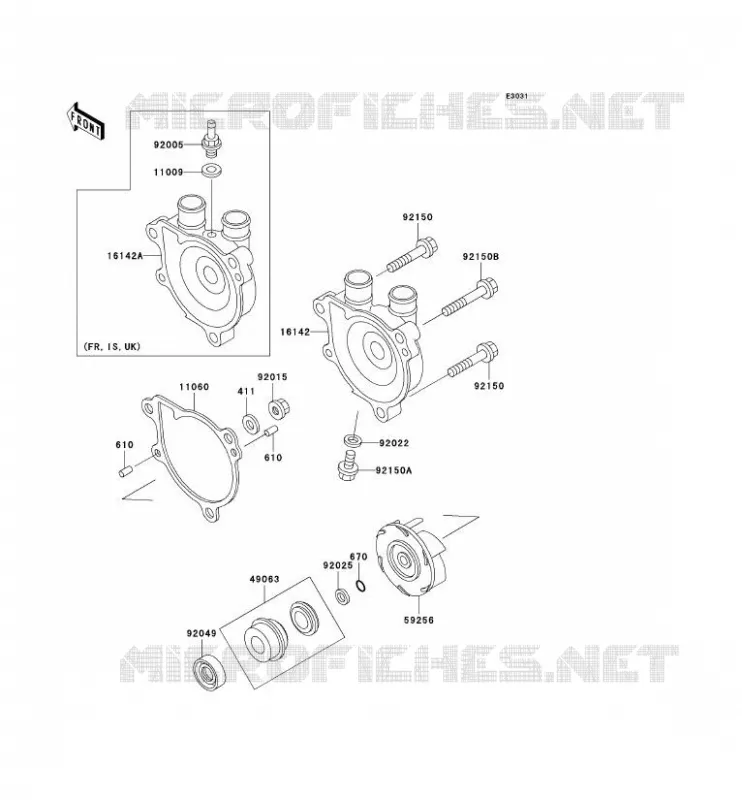 POMPE &Agrave; EAU Kawasaki MOTOS 650 2001 KLR650  KL650-C7