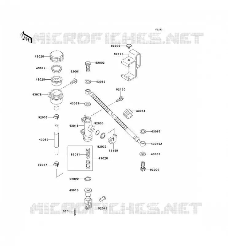 MAITRE CYLINDRE ARRI&Egrave;RE Kawasaki MOTOS 650 2001 KLR650  KL650-C7
