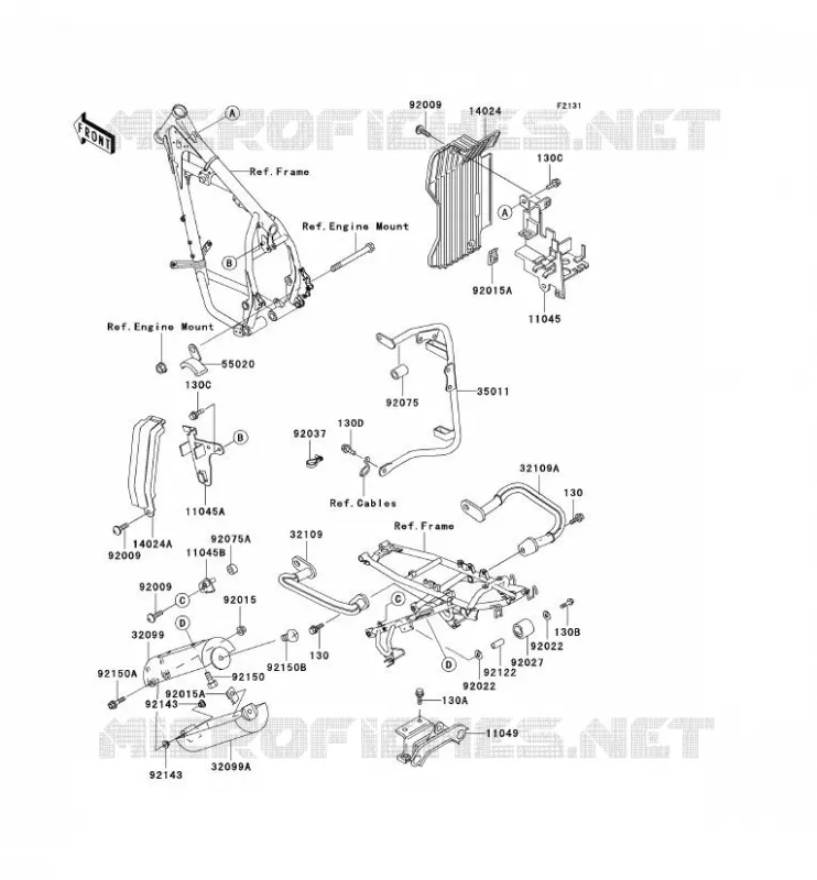 PIECE DE CADRE (COUVERTURE) Kawasaki MOTOS 650 2001 KLR650  KL650-C7