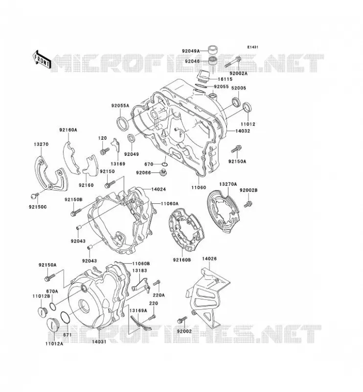 COUVERCLES MOTEUR Kawasaki MOTOS 650 2003 KLR650  KL650-C9