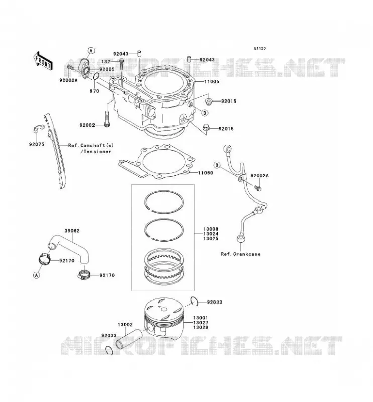CYLINDRE/PISTON Kawasaki MOTOS 650 2008 KLR650  KL650E8F