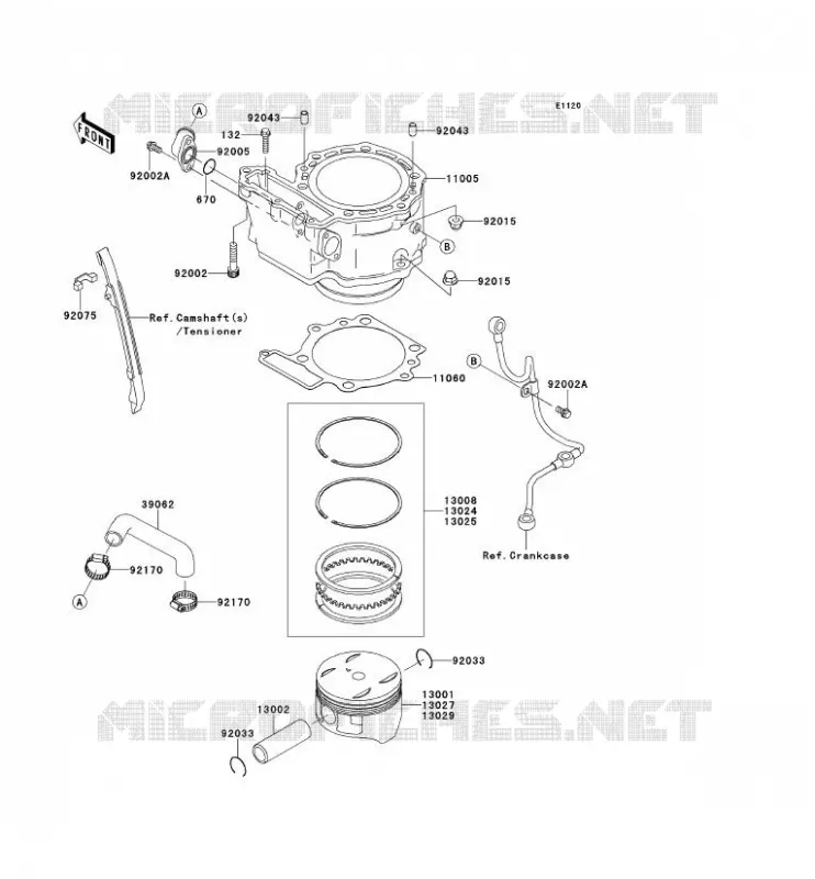 CYLINDRE/PISTON Kawasaki MOTOS 650 2009 KLR650  KL650E9F
