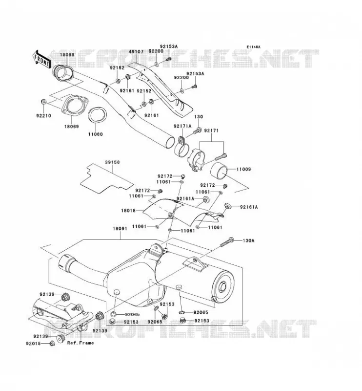 &Eacute;CHAPPEMENT Kawasaki MOTOS 650 2010 KLR650  KL650EAF