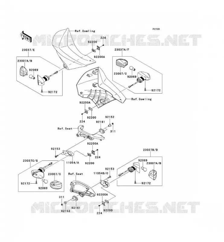 CLIGNOTANTS Kawasaki MOTOS 650 2010 KLR650  KL650EAF