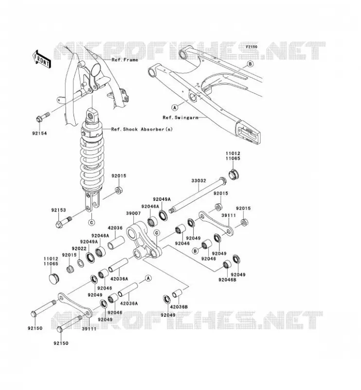 SUSPENSION ARRI&Egrave;RE Kawasaki MOTOS 650 2012 KLR650  KL650ECF