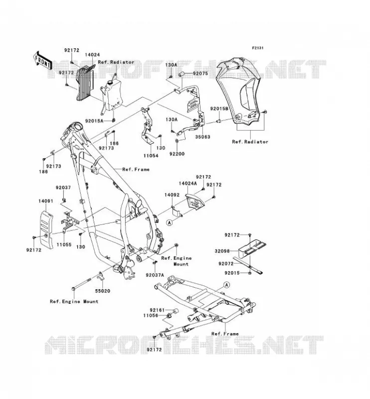 PIECE DE CADRE (COUVERTURE) Kawasaki MOTOS 650 2012 KLR650  KL650ECF