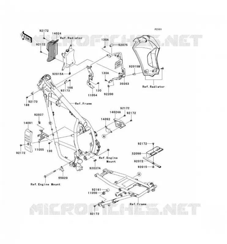 PIECE DE CADRE (COUVERTURE) Kawasaki MOTOS 650 2013 KLR650  KL650EDF