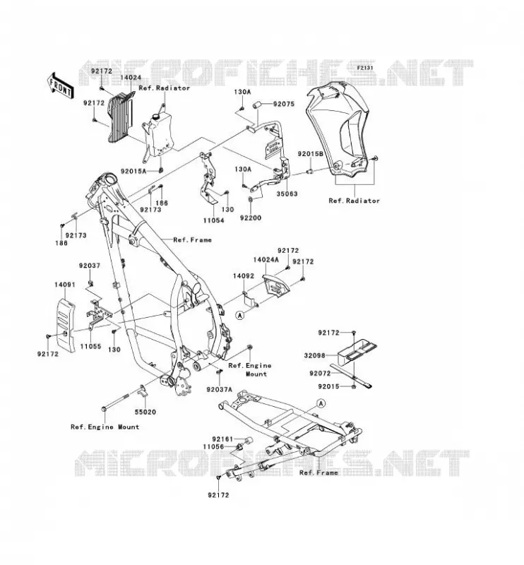 PIECE DE CADRE (COUVERTURE) Kawasaki MOTOS 650 2013 KLR650  KL650EDF