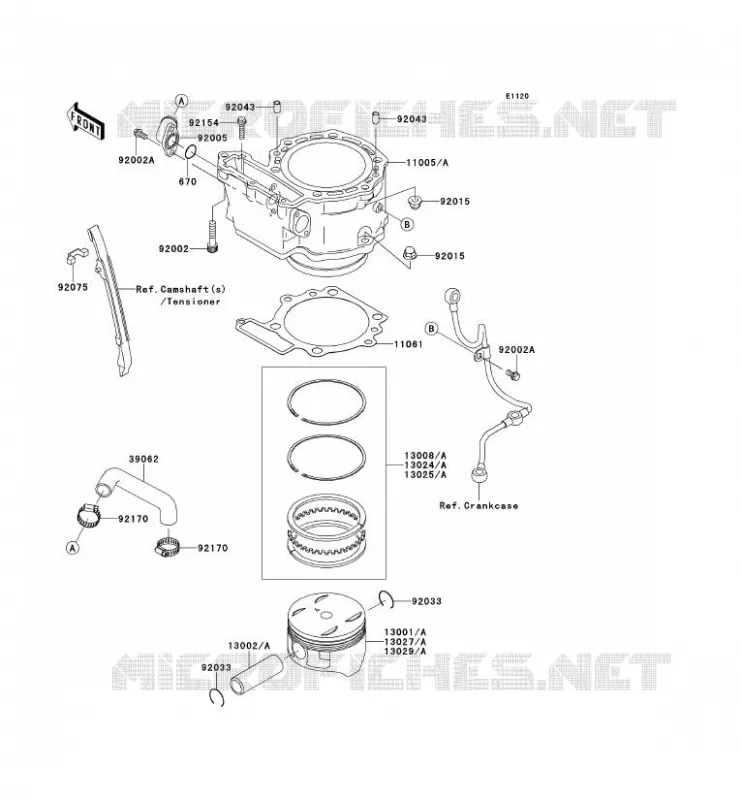 CYLINDRE/PISTON Kawasaki MOTOS 650 2013 KLR650  KL650EDF