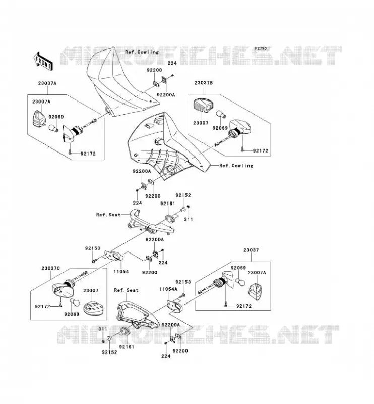 CLIGNOTANTS Kawasaki MOTOS 650 2014 KLR650  KL650EEF