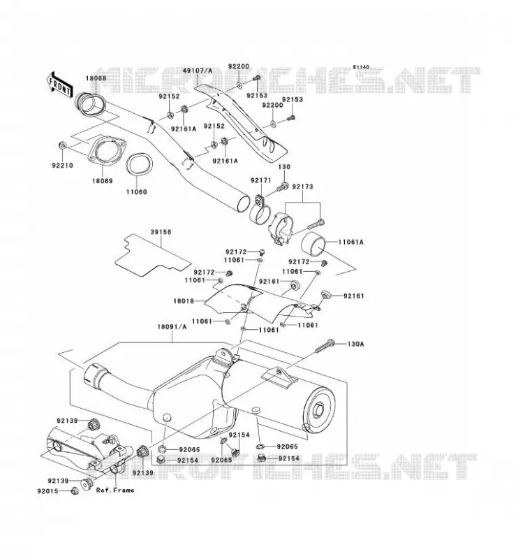 &Eacute;CHAPPEMENT Kawasaki MOTOS 650 2014 KLR650  KL650EEF