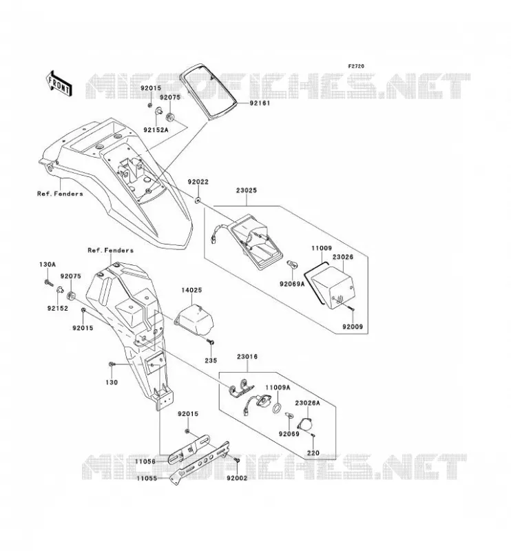 FEUX ARRI&Egrave;RE(S) Kawasaki MOTOS 650 2014 KLR650  KL650EEF