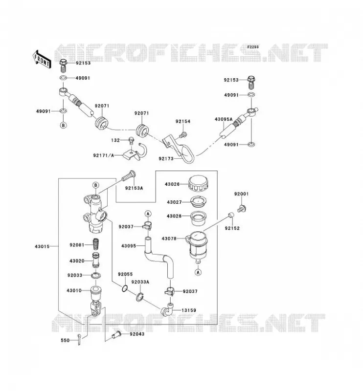 MAITRE CYLINDRE ARRI&Egrave;RE Kawasaki MOTOS 650 2014 KLR650  KL650EES