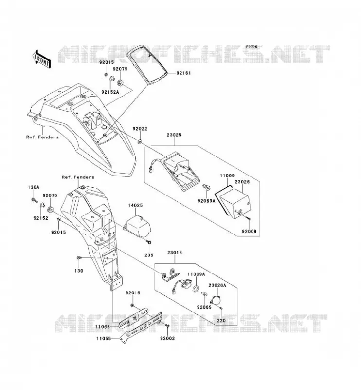 FEUX ARRI&Egrave;RE(S) Kawasaki MOTOS 650 2014 KLR650  KL650EES