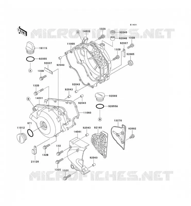 COUVERCLES MOTEUR Kawasaki MOTOS 250 2000 KLE250  KLE250-A5